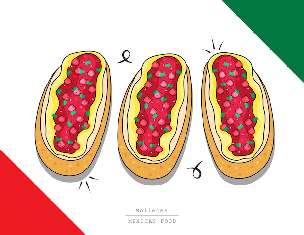 Vector ilustración vector aislado vista superior de comida mexicana en línea de mesa estilo doodle