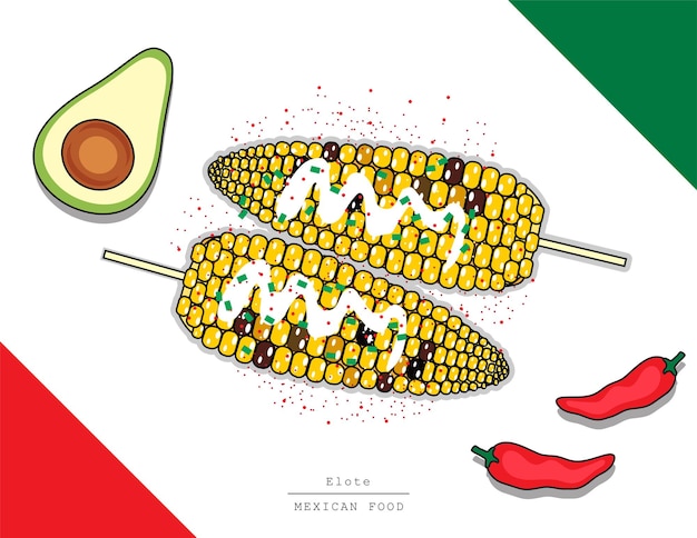 Vector ilustración vector aislado vista superior de comida mexicana en la mesa