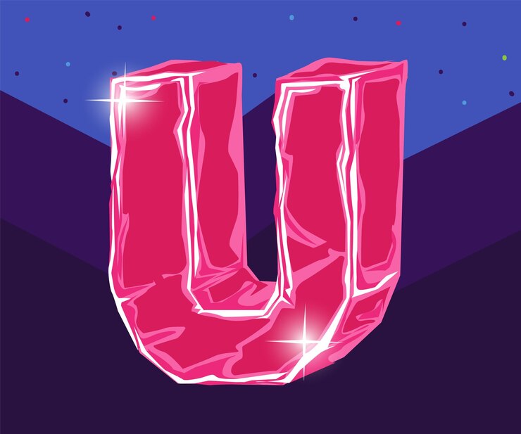 Vector ilustración de vector de alfabeto de letra rosa 3d u