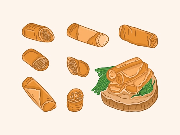 Ilustración del vector alimentario tradicional indonesio