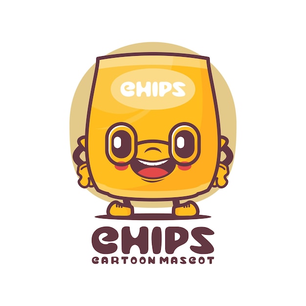 Ilustración de vector de alimentos de mascota de dibujos animados de embalaje de chips