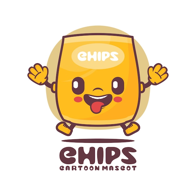 Ilustración de vector de alimentos de mascota de dibujos animados de embalaje de chips