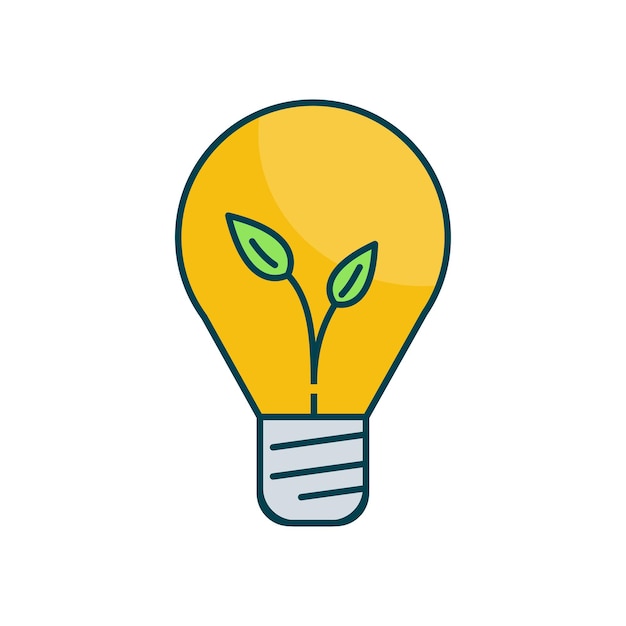 Ilustración de vector amigable con bombilla ecológica Icono de estilo de esquema Icono de tecnología y trabajo inteligente