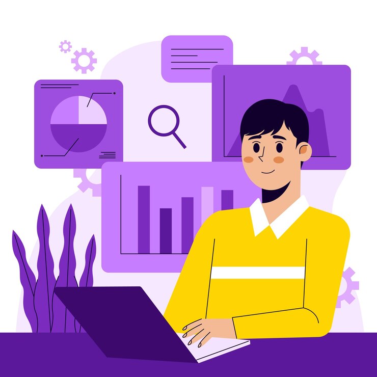 Vector ilustración de vector de analista de datos