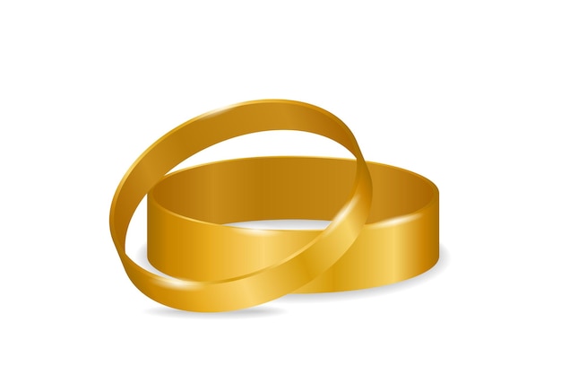 Ilustración de vector de anillos de boda de oro. Anillo de brillo de joyería, símbolo de romance y amor.