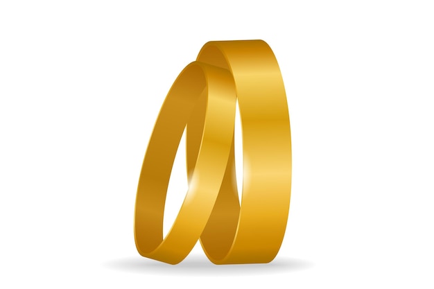 Ilustración de vector de anillos de bodas de oro Símbolo de romance y amor de anillo de brillo de joyería