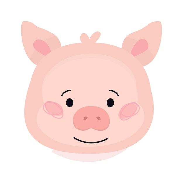 Ilustración de vector animal lindo de dibujos animados de cerdo infantil