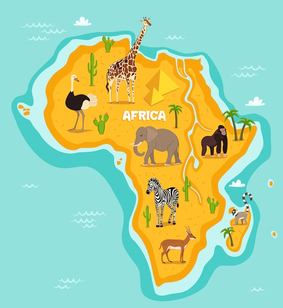 Ilustración de vector de animales salvajes africanos