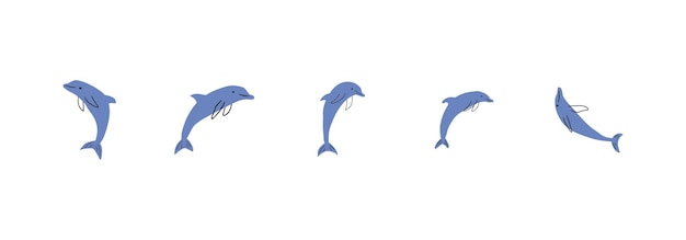 Ilustración de Vector de animales submarinos de mar de delfines náuticos