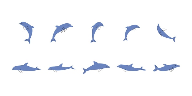 Ilustración de Vector de animales submarinos de mar de delfines náuticos