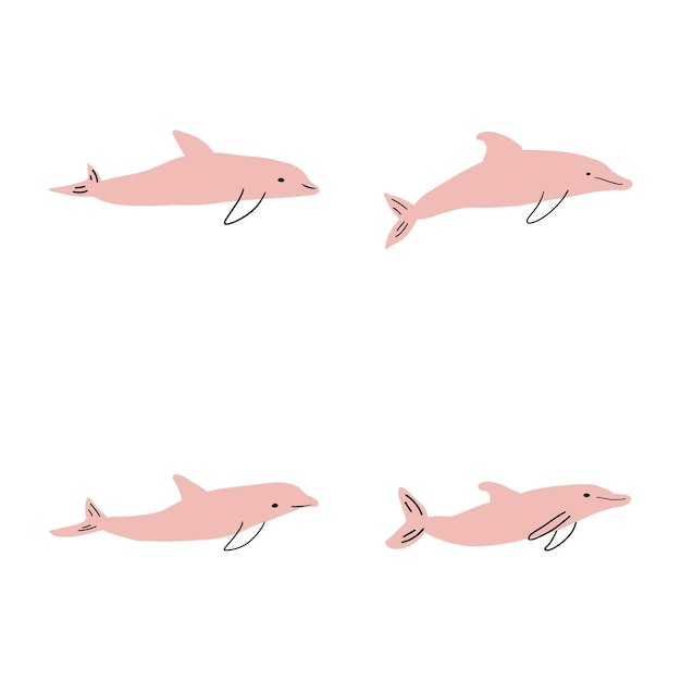 Ilustración de Vector de animales submarinos de mar de delfines náuticos