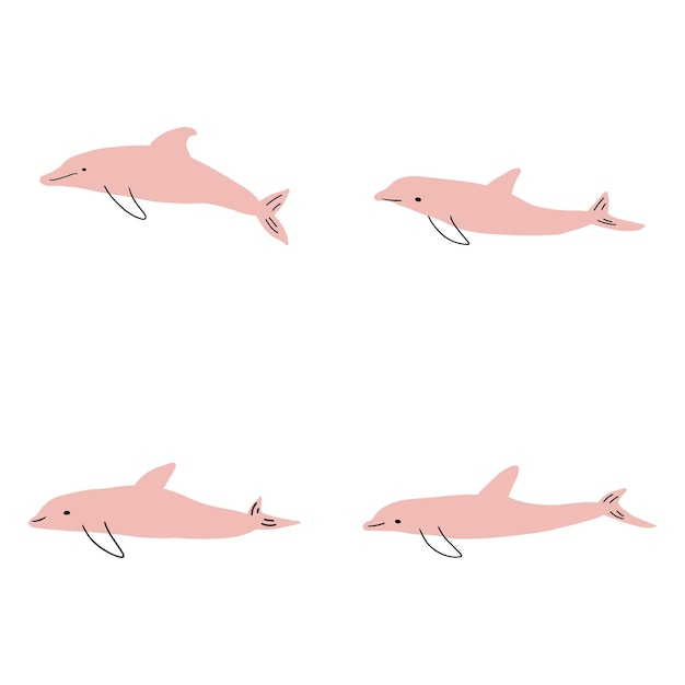 Ilustración de Vector de animales submarinos de mar de delfines náuticos
