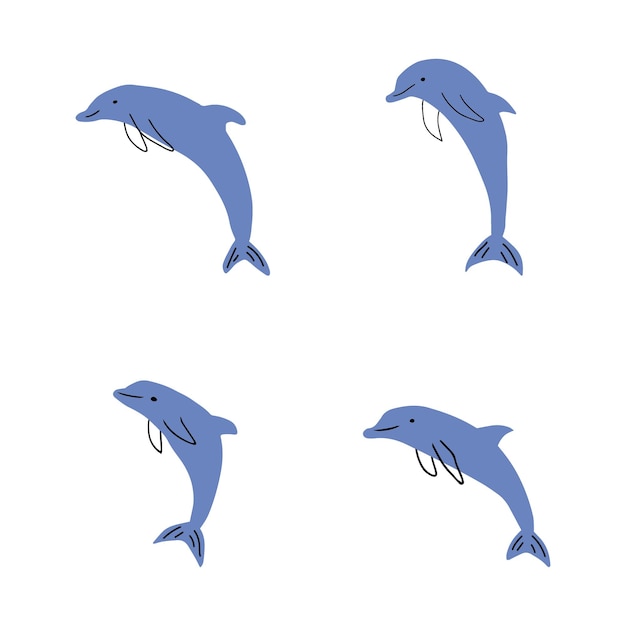 Ilustración de Vector de animales submarinos de mar de delfines náuticos