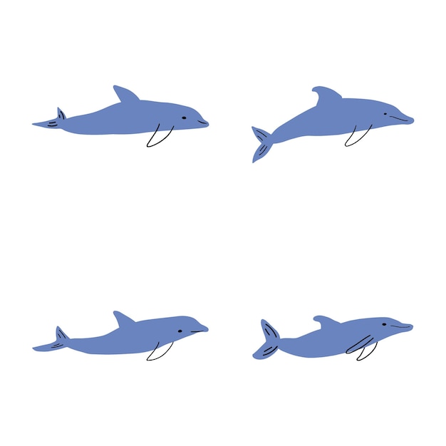 Ilustración de Vector de animales submarinos de mar de delfines náuticos