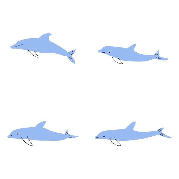 Ilustración de Vector de animales submarinos de mar de delfines náuticos