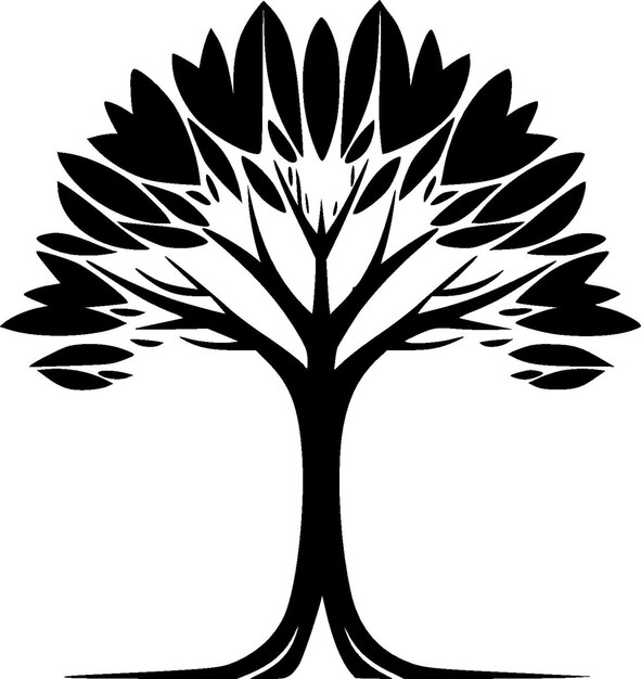 Ilustración de Vector de árbol blanco y negro