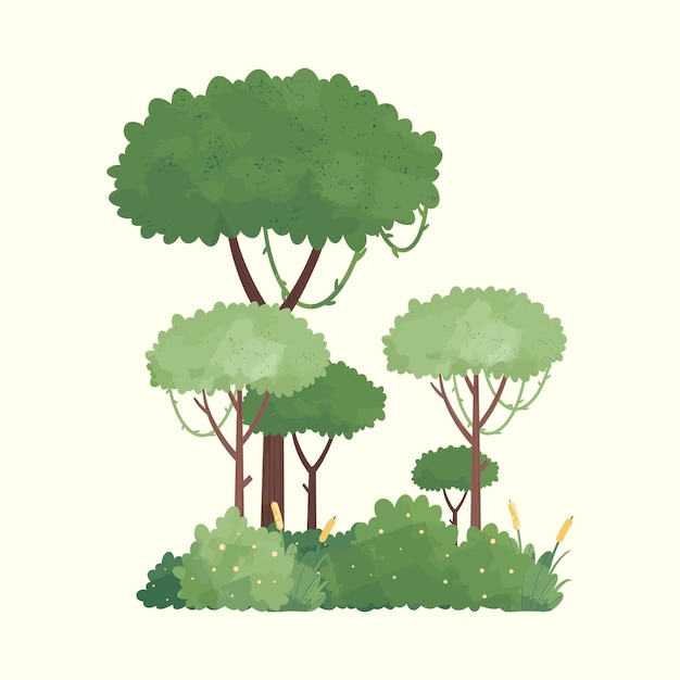 Ilustración de Vector de árbol de bosque verde