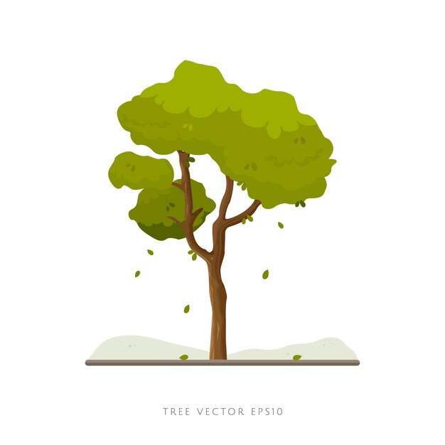 Ilustración de vector de árbol en elemento de decoración de paisaje de fondo blanco