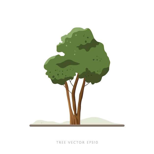 Ilustración de vector de árbol en elemento de decoración de paisaje de fondo blanco