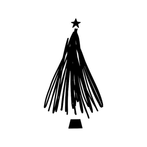 Ilustración de vector de árbol de Navidad dibujado a mano lineal