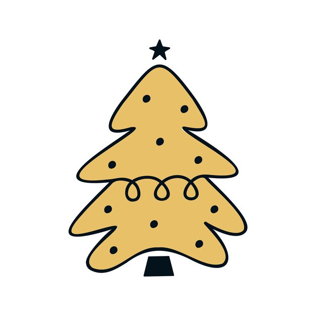 Ilustración de vector de árbol de Navidad dibujado a mano plana