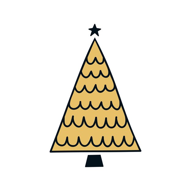 Ilustración de vector de árbol de Navidad dibujado a mano plana