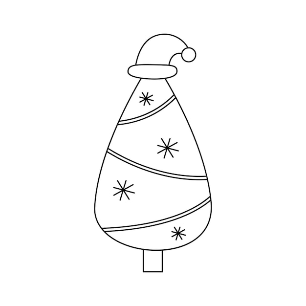 Ilustración de vector de árbol de Navidad de dibujos animados sobre fondo blanco