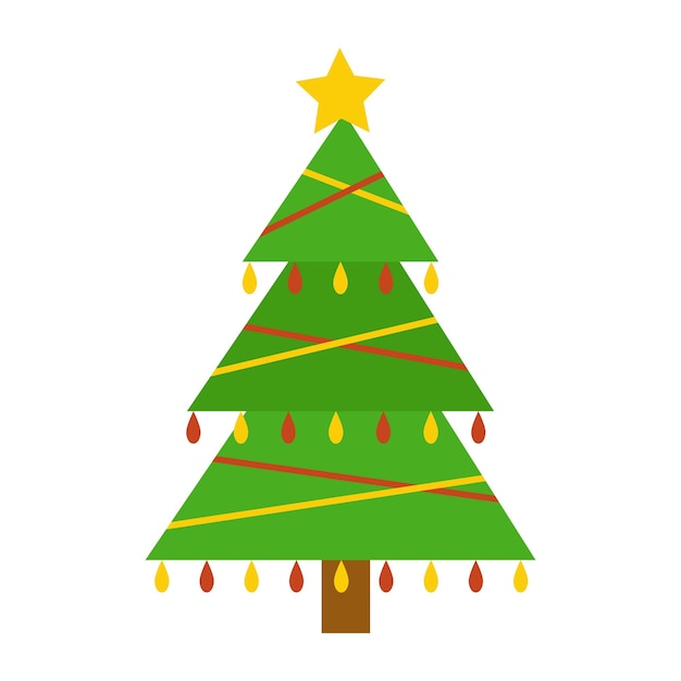 Ilustración de vector de árbol de Navidad de dibujos animados sobre fondo blanco