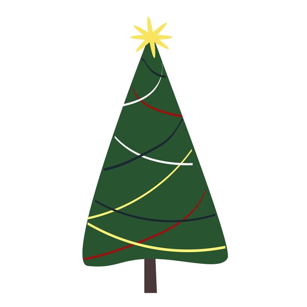Ilustración de vector de árbol de Navidad rico verde sobre un fondo blanco