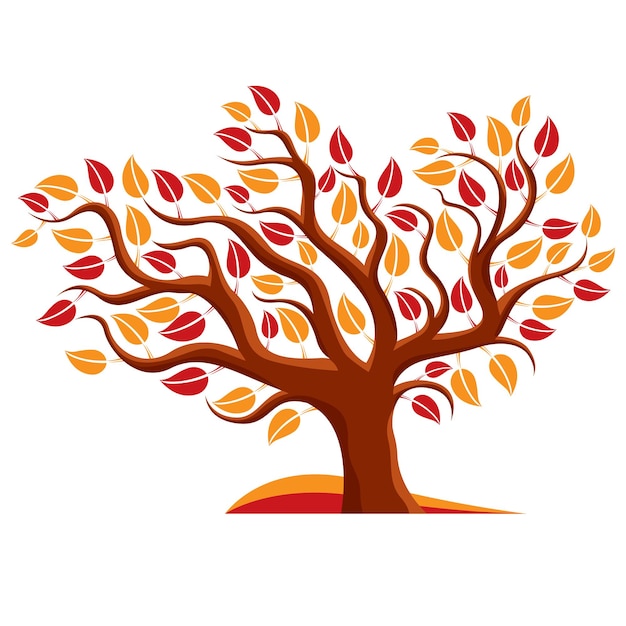 Ilustración de vector de árbol ramificado estilizado aislado sobre fondo blanco. Imagen del tema de conservación de la ecología.