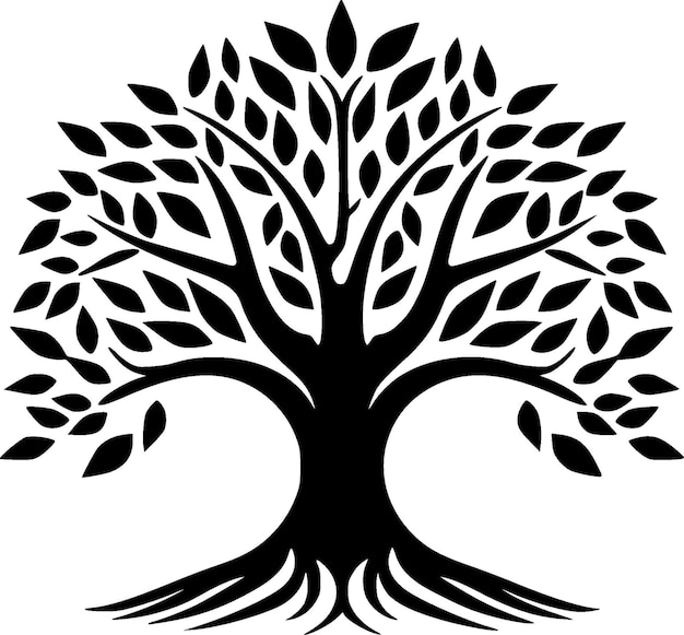 Ilustración de Vector de árbol de la vida en blanco y negro