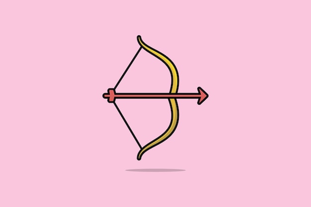 Ilustración de vector de arma de tiro con arco de flecha y arco. Concepto de icono de objeto deportivo.