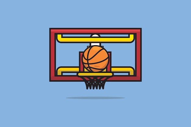 Ilustración de vector de aro y bola de baloncesto. Concepto de icono de objeto deportivo.