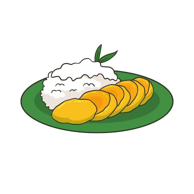 ilustración de vector de arroz pegajoso de mango