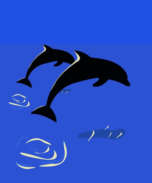 Ilustración de vector de arte de delfines