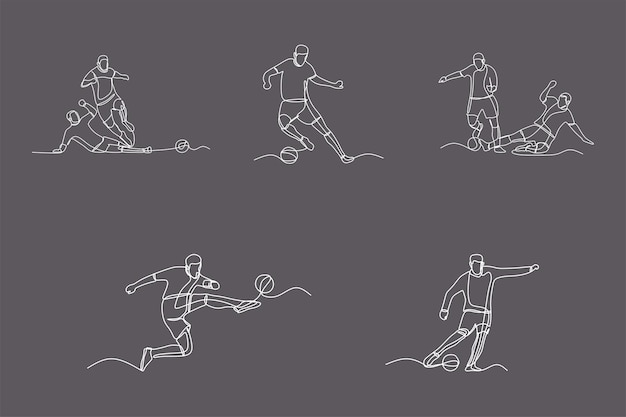 Ilustración de vector de arte de una línea de fútbol jugador jugar fútbol