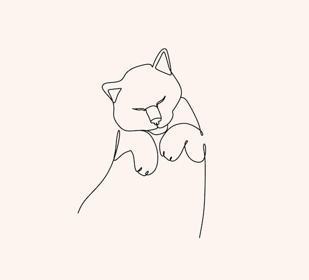 Ilustración de vector de arte de línea de gato