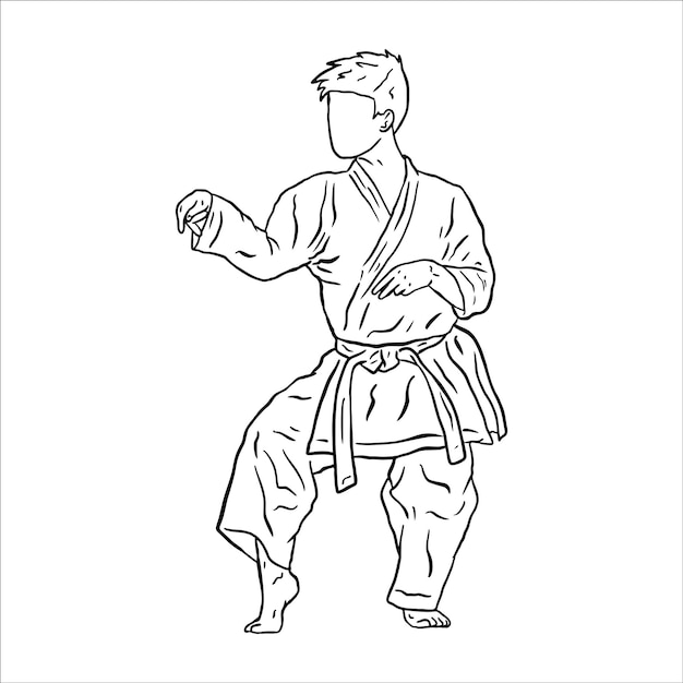 Vector ilustración del vector de arte de línea de karate