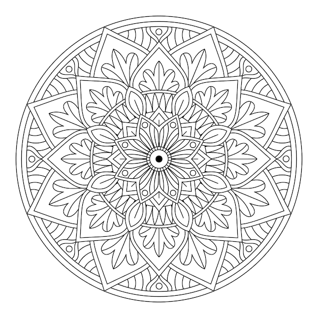 Ilustración de vector de arte mandala floral