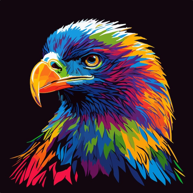Ilustración de vector de arte pop de águila colorida