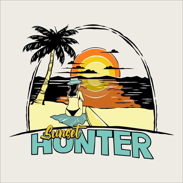 Ilustración de vector de atardecer hunter