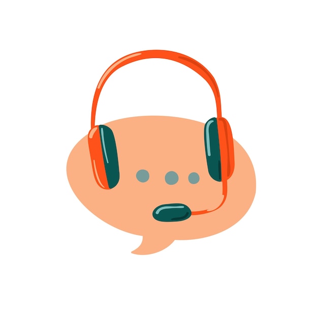 Vector ilustración de vector de auriculares inalámbricos de operador de auriculares y micrófono icono de operador de centro de llamadas