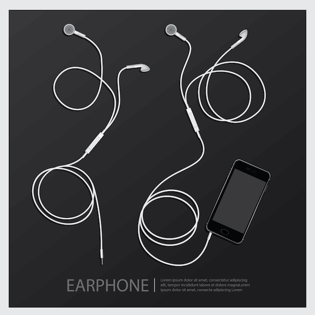 Vector ilustración de vector de auriculares de música con teléfono