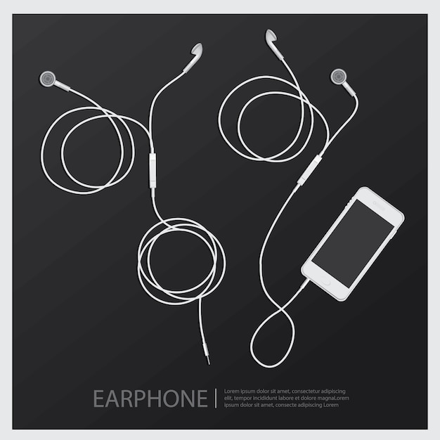 Vector ilustración de vector de auriculares de música con teléfono