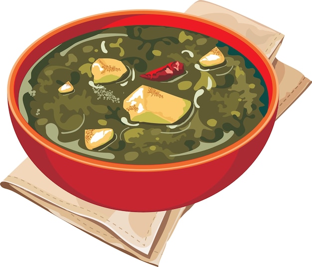 Ilustración de vector de auténtico paneer palak indio