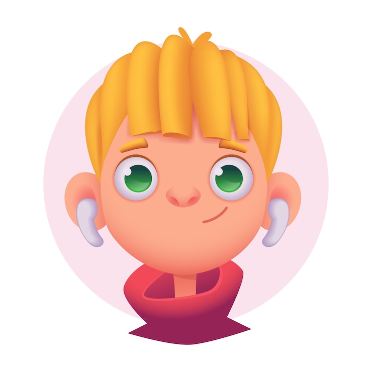 Vector ilustración de vector de avatar de personaje de niño rubio europeo joven sonriente feliz