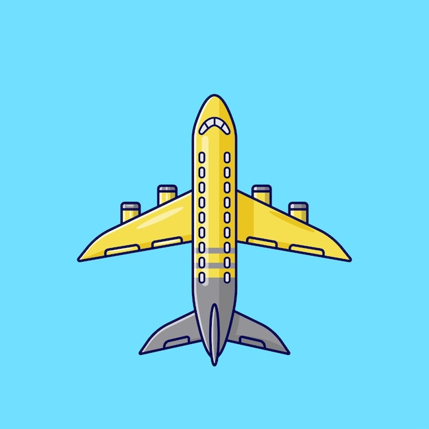 Ilustración de vector de avión. icono de vuelo. Ilustración de dibujos animados de avión