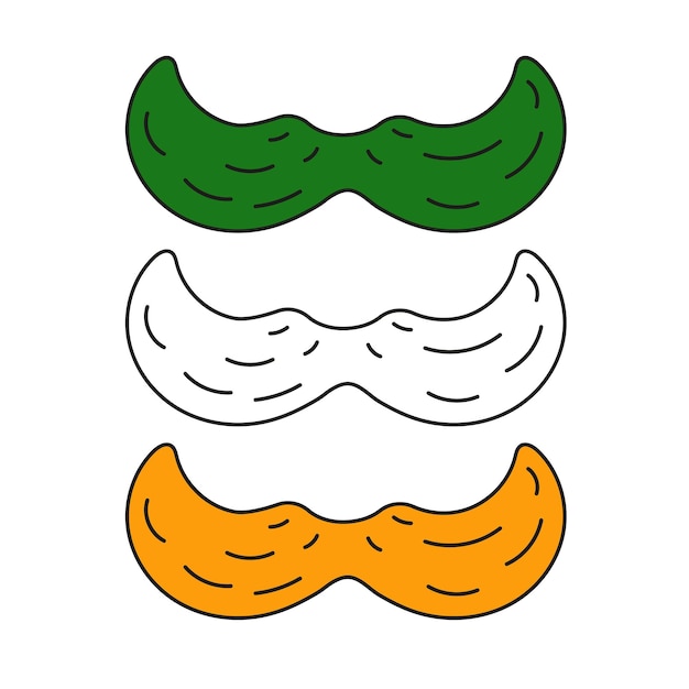Vector ilustración de vector de bandera de bigote de día de patricio aislado sobre fondo blanco símbolo doodle signo irlandés