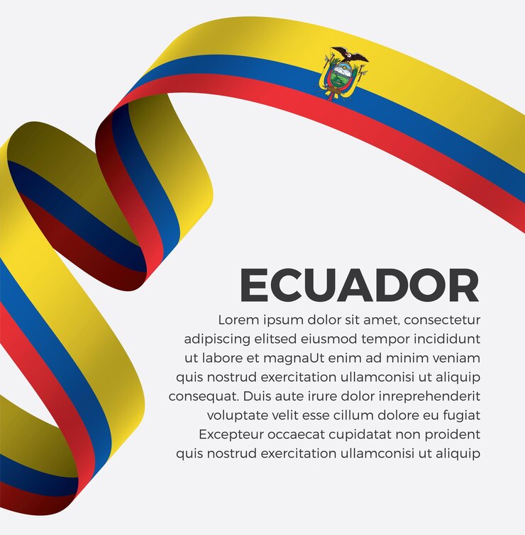Ilustración de vector de bandera de cinta de ecuador sobre un fondo blanco Vector Premium