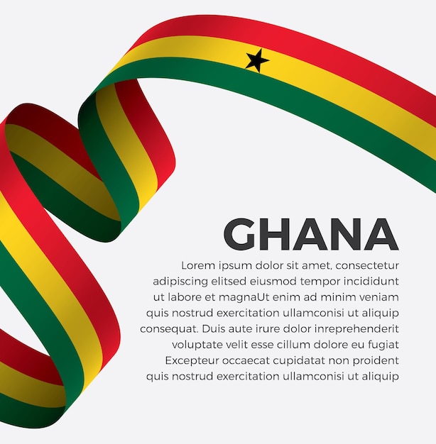 Ilustración de vector de bandera de cinta de ghana sobre un fondo blanco vector premium